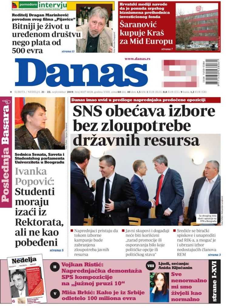 Ovo su današnje NASLOVNE STRANE